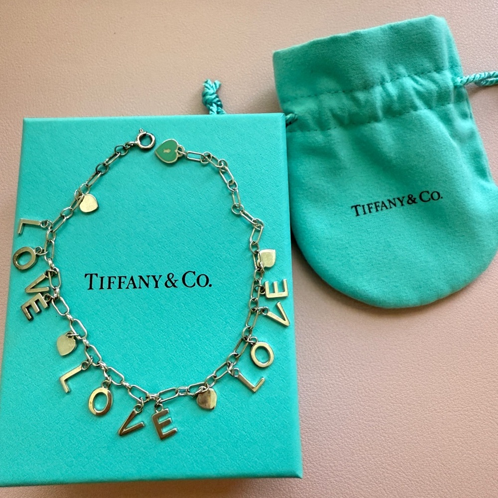 Tiffany & Co LOVE LOVE LOVE Bracelet, Sterling Silver, New, Love Collection